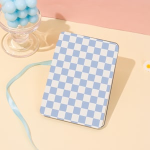 Blue White Checkered Pattern All New Kindle Case For Paperwhite 1/2/3/4, 2024 Kindle Colorsoft Case with Hand Strap,Kindle 12th Acrylic Case