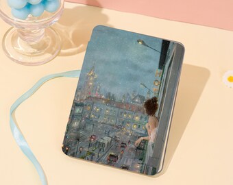 Snowy Night City View All New Kindle Case For Paperwhite 1/2/3/4,Kindle 11/12,2024 Kindle Colorsoft Case with Hand Strap,Kindle Acrylic Case