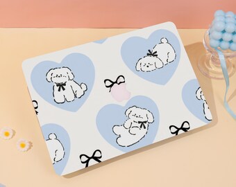 White Cartoon Puppies MacBook Case Hard Protective Laptop Case 2025 Macbook Air Pro Cover For Macbook Air 15/13 Pro 16/14 Case, Simple Style