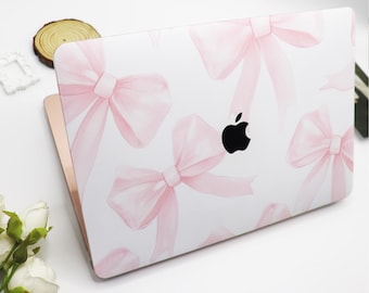 Pink Bow MacBook Case Hard Protective Laptop Case Macbook Air Pro Cover For Macbook Air 15/13/11 Case 2023 2022 2021,Custom Macbook Case