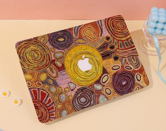 Ronde patronen MacBook-hoes beschermende laptophoes 2025 MacBook Air Cover voor Macbook Air 15/13/11 Pro 16/15 hoesje 2023, abstract patroon