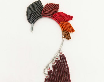Autumn Beaded Macrame Ear Cuff