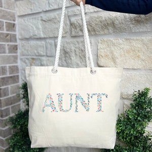 Aunt Gift, Floral Aunt Tote Bag, Gift Bag for Auntie, Best Aunt Ever Bag, Birthday Gifts for Cool Aunt