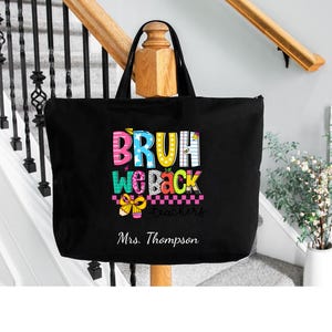 Personalized Teacher Tote Bag: Custom Name Cotton Gift