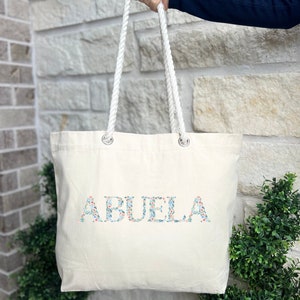 Abuela Gift, Grandmother Gift From Grandchildren, Floral Abuela Tote Bag