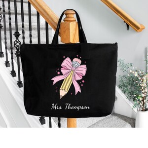 Personalized Teacher Cotton Canvas Tote Bag, Teacher Name Bag, Gift for Teachers, Teacher Life Tote Custom, Teacher Appreciation Gift Bag
