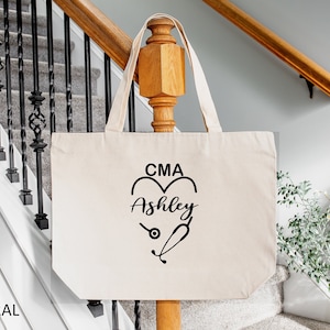 Personalized CMA Nurse Tote Bag, CMA Nurse Bag, Gift Bag For Nurse, Nursing School Gift Bag, Custom CMA Nurse Bag, Nurse Stethoscope Bag