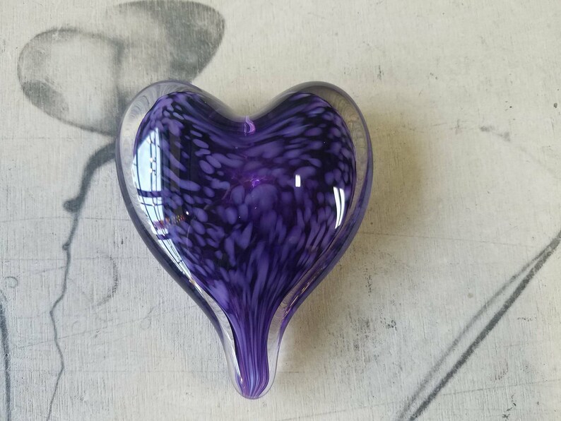Purple on Purple Glass Heart Solid HeartShaped 3 Etsy