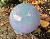 Turquoise Purple Glass Float, 4” Hand Blown Glass Decorative Gazing Ball Outdoor Garden Pond Orb, Interior Design Sphere, Avalon Glassworks