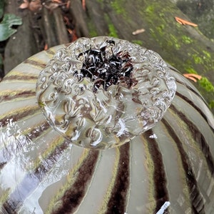 Cat's Eye Blown Glass Float, 4.5 Dark Red Beige Stripe Garden Ball, Outdoor Art Pond Orb, Interior Design Decor Sphere, Avalon Glassworks image 8