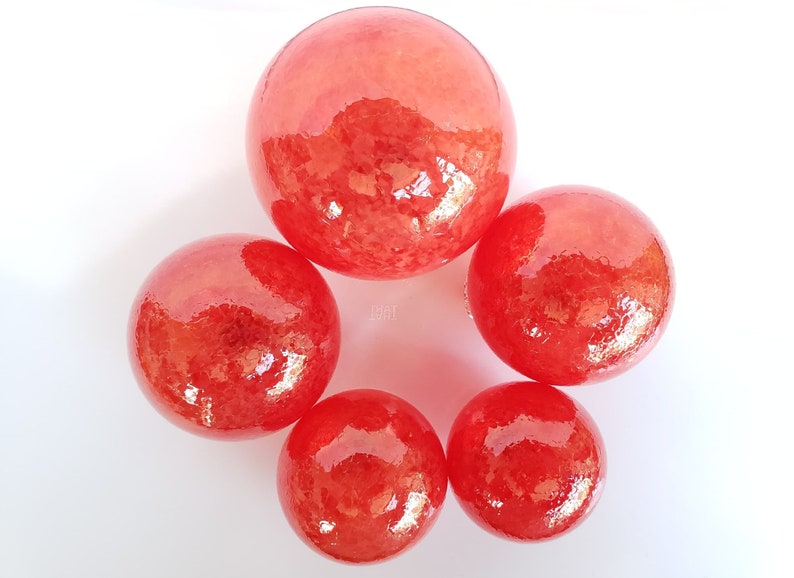 Bright Red Glass Balls Set of Five 2.54.5 Hand Etsy