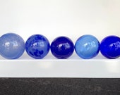 Baby Blues, Set of 5 Floats, Small Art Glass Interior Design Balls, Coastal Nautical Pond Spheres, Garden Art Decor Orbs, Avalon Glassworks