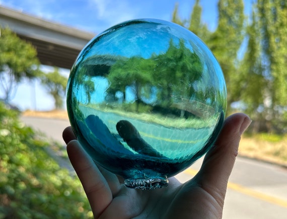 Japanese Fishing Float Reproduction Glass Ball 4.25 Hand Blown Transparent  Aqua Blue Green Turquoise Garden Sphere Decor, Avalon Glassworks -   Canada