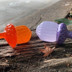 Purple Orange Glass Acorns Set of 2 Seed Pod Sculpture image 7