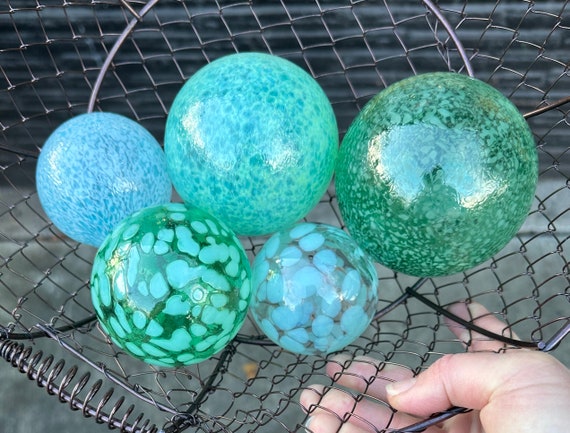 Sea Foam Glass Floats, Set of 5 Turquoise Green Aqua Blue Balls Coastal  Nautical Garden Interior Design Decor Orb Spheres, Avalon Glassworks -   Hong Kong