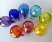 Blown Glass Hanging Floats: Set of 8 Jewel-Tone Decor Balls, 2.75" Rainbow Ornaments - Avalon Glassworks