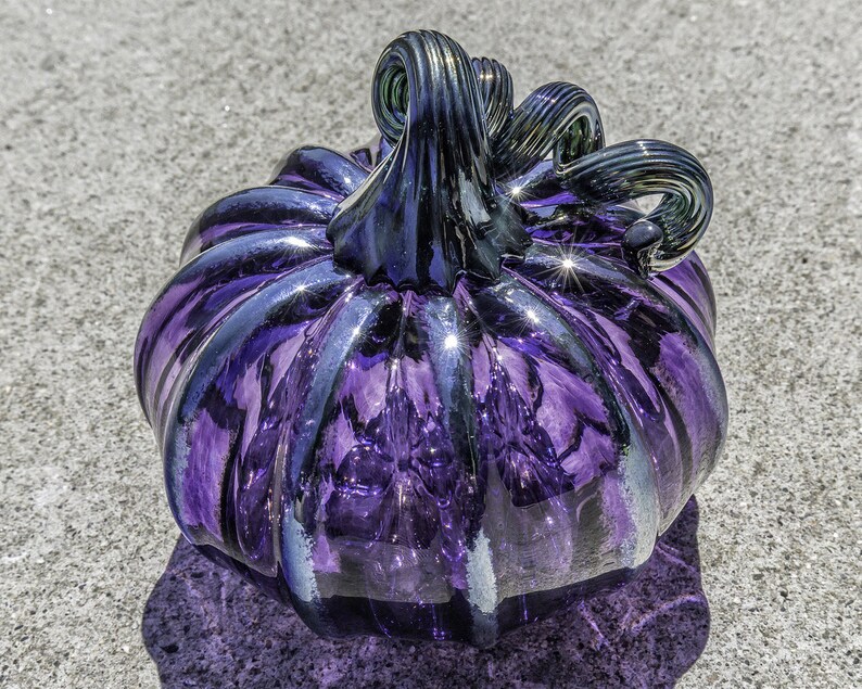 Purple Blown Glass Pumpkin 4 Decorative Sculpture with | Etsy