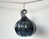 Secret Sale - Smoke Gray Blown Glass Pumpkin Ornament: 3.25" Halloween Decoration - Avalon Glassworks