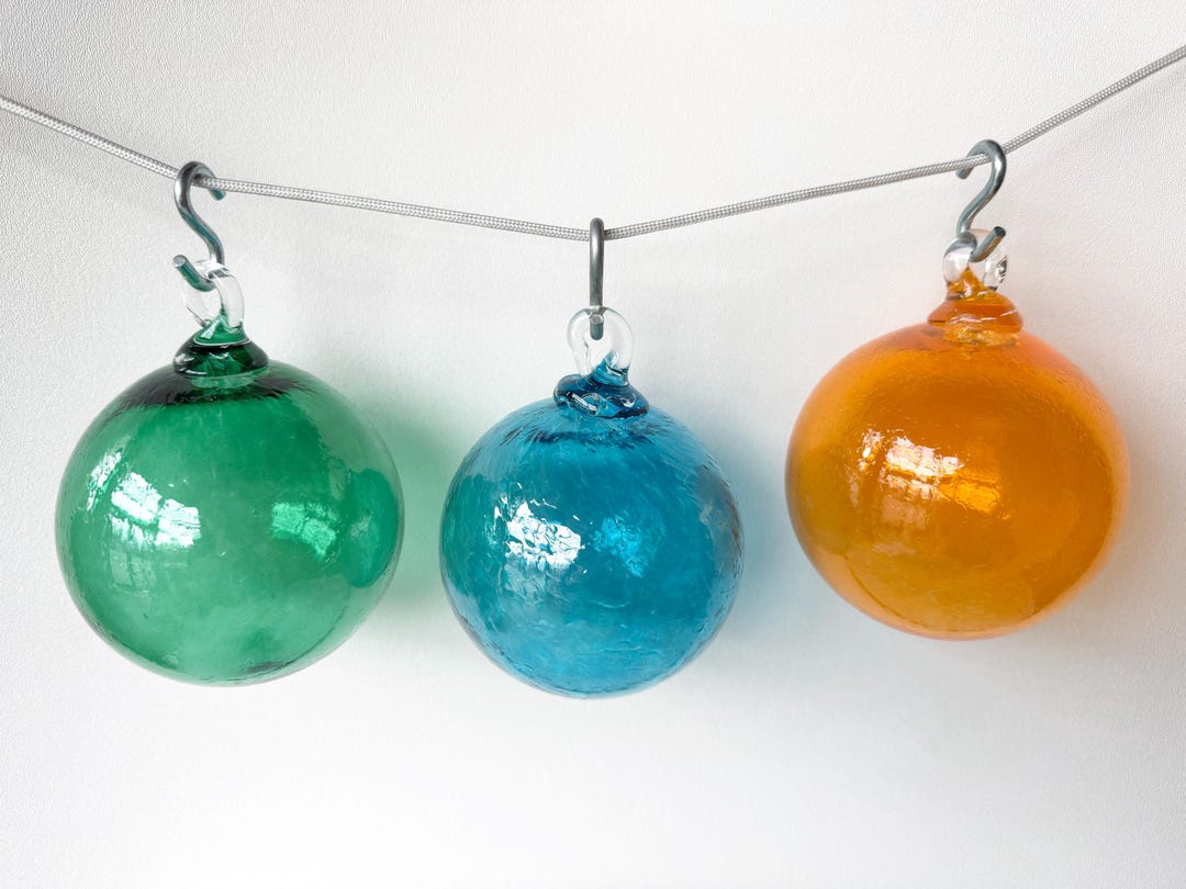 Secret Sale - Large Hanging Glass Float Ornaments: Set of 3 Decor Balls ...