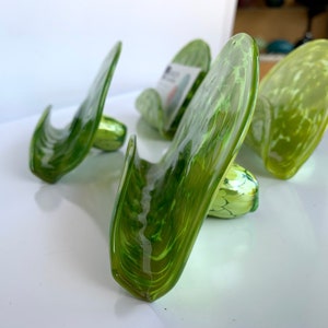 Green Glass Business Card Holders Set of 4 Hand Blown image 5