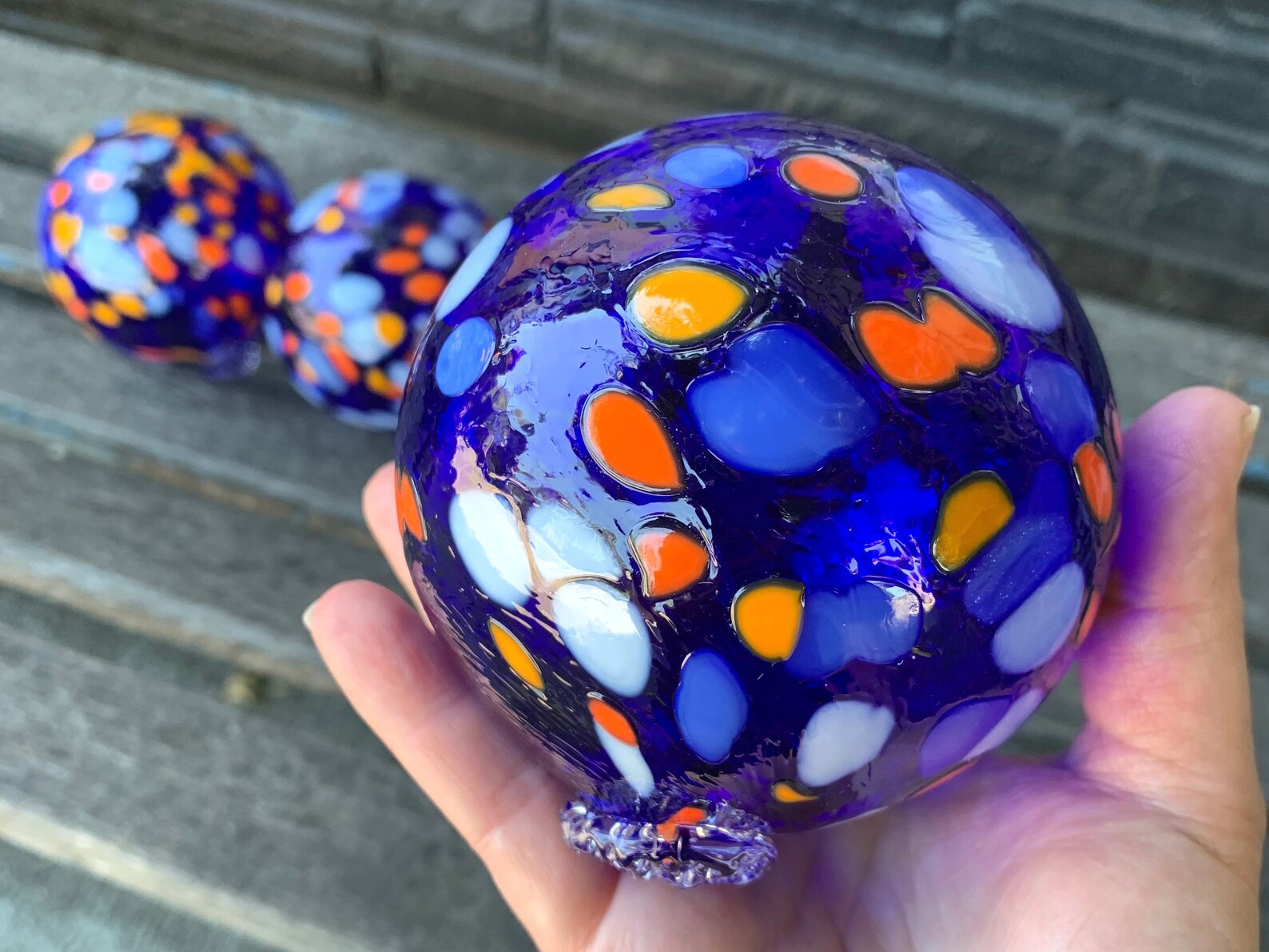 Flotadores de punto azul y naranja conjunto de tres bolas | Etsy