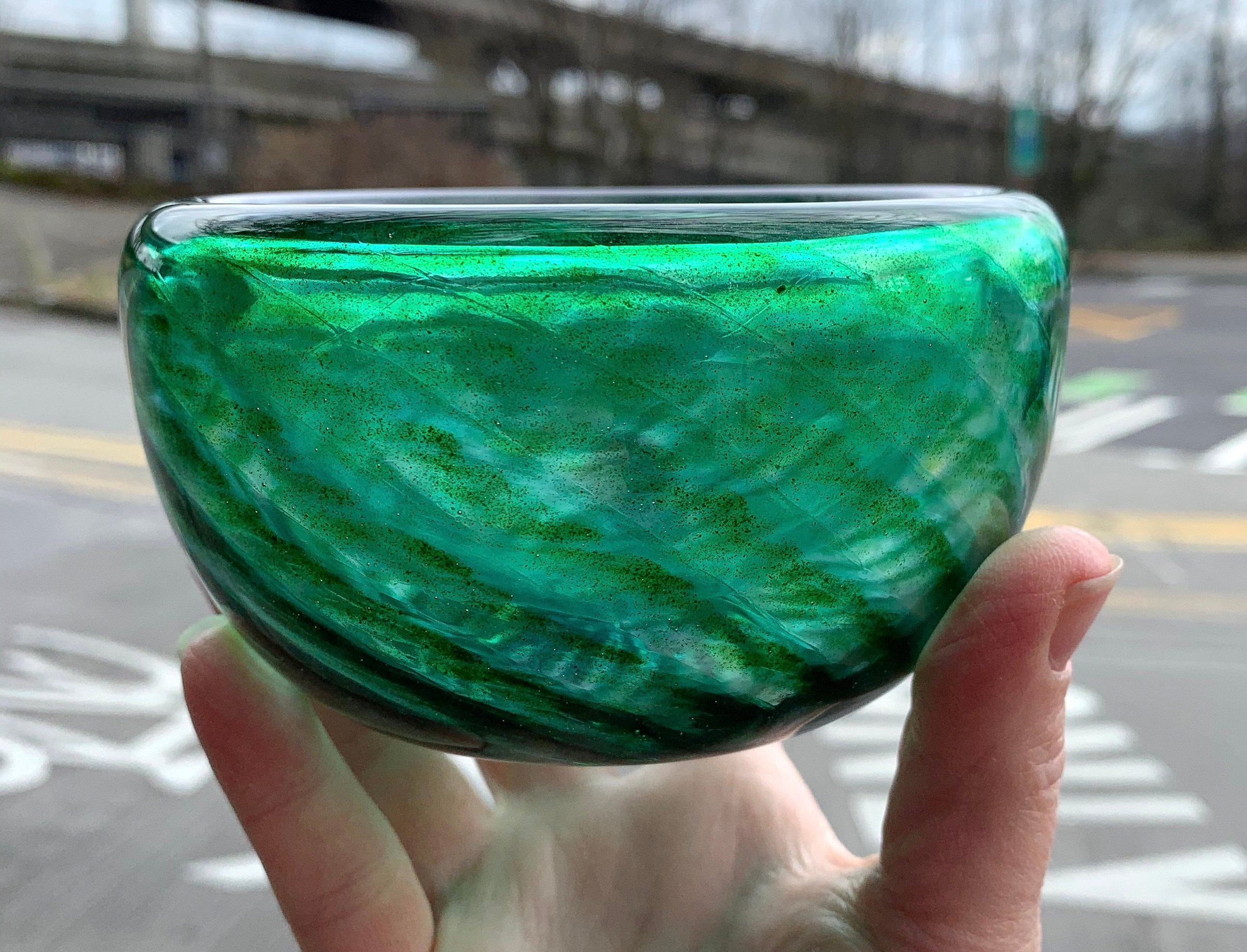 Green Sparkle Bowl 4.5 DoubleWall Style Emerald Blown Etsy