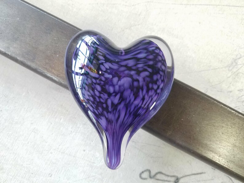Purple on Purple Glass Heart Solid HeartShaped 3 Etsy