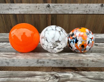 Blown Glass "Little Goldfish" Pond Floats: Set of 3 Decor Balls, 2.5" Orbs - Avalon Glassworks