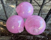 Pink Blown Glass Floats: Set of 3 Decor Balls, 3.5" Orbs - Avalon Glassworks
