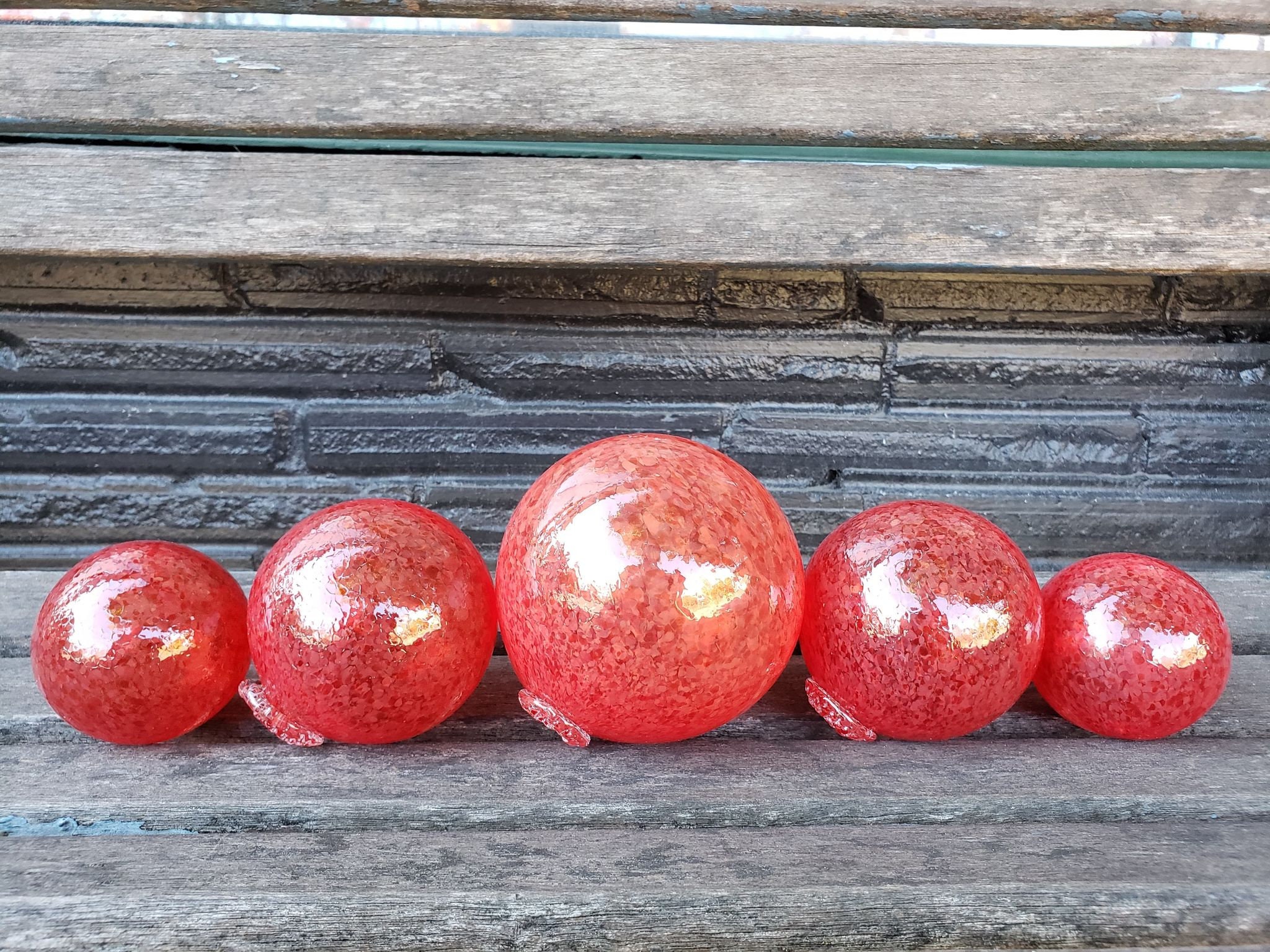 Bright Red Glass Balls Set of Five 2.54.5 Hand Etsy