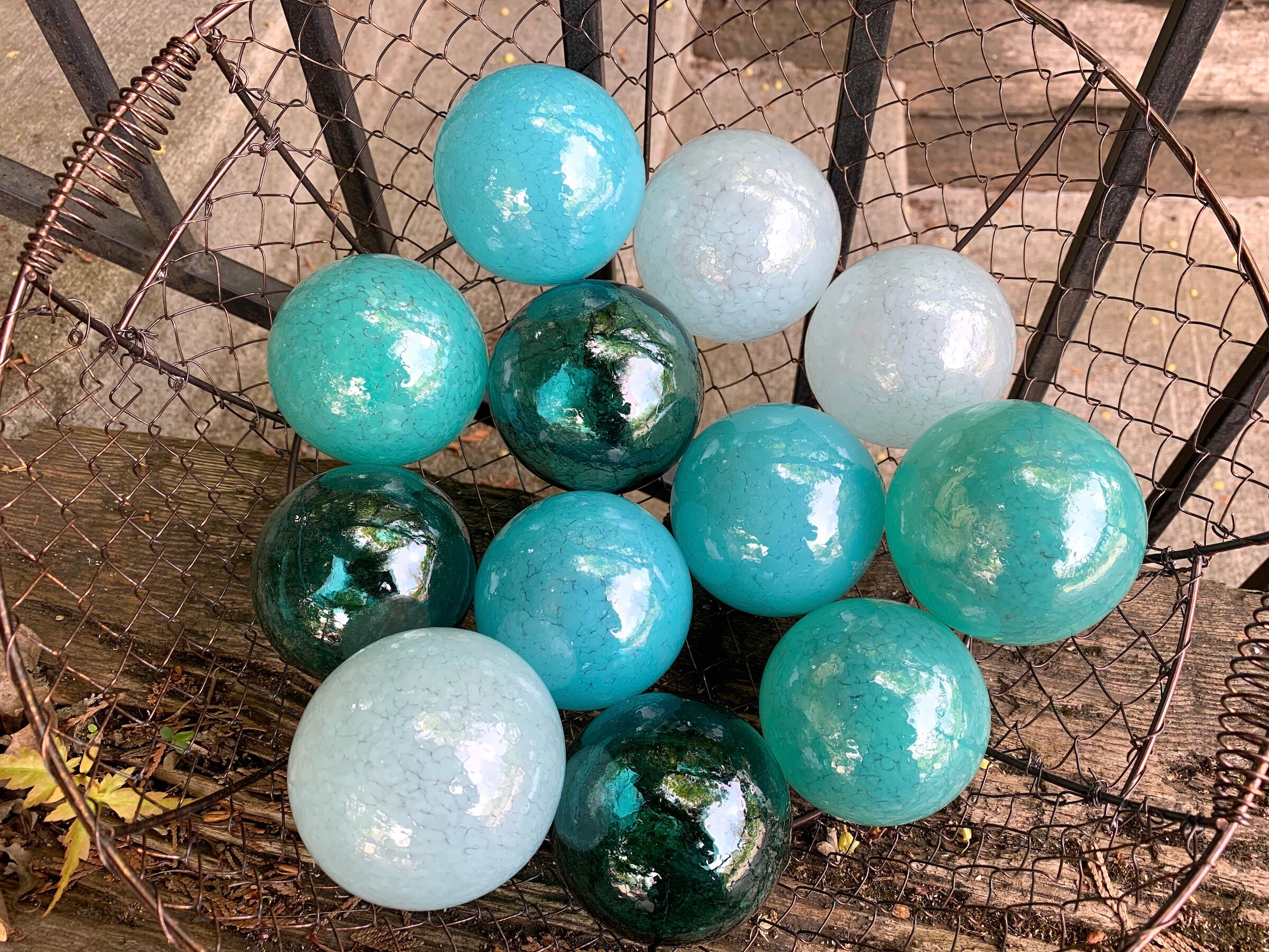 The Aquas Set of 12 Blown Glass Balls Small Decorative Etsy