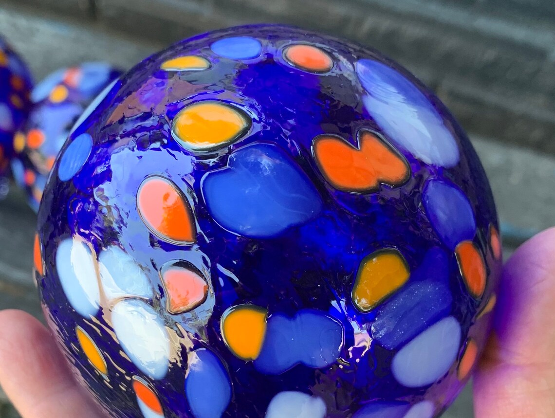 Flotadores de punto azul y naranja conjunto de tres bolas | Etsy