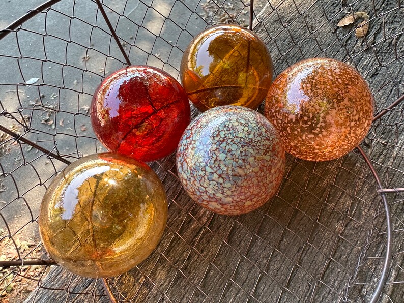 Earth Tone Blown Glass Floats Set of 5 Natural Color Balls image 5