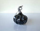 Secret Sale - Smoke Gray Blown Glass Pumpkin Ornament: 3" Halloween Decoration - Avalon Glassworks
