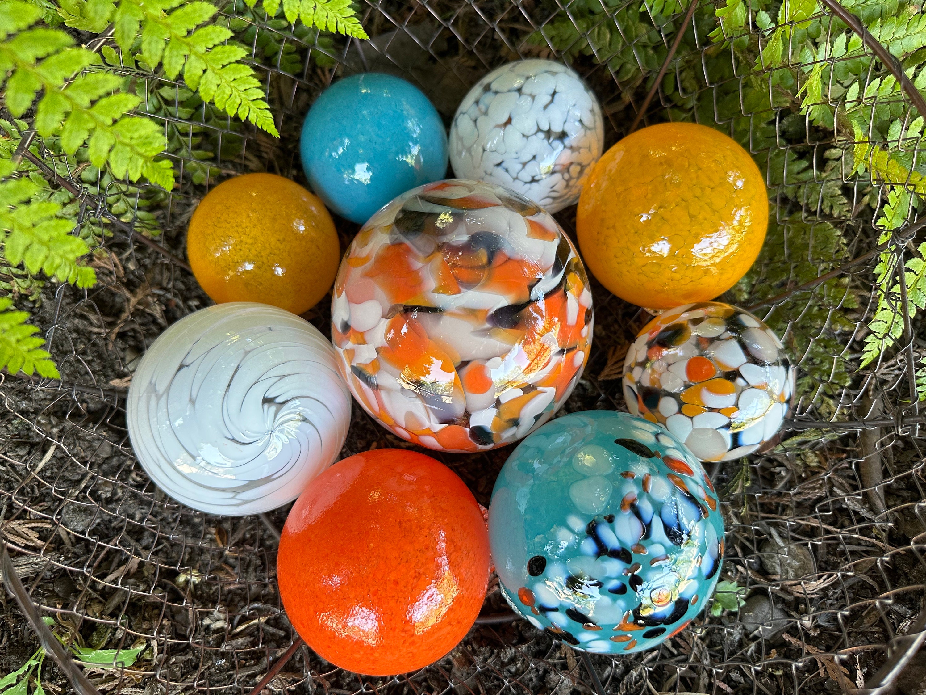 Japanese Glass Fishing Floats Ball - 3 Inch Multi-Colored (6