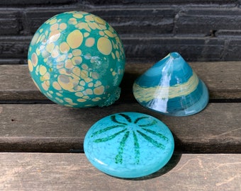 Glass Sand Dollars & Floats, Set of 6 Turquoise Purple Green Beach