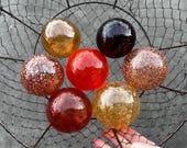 Red Earth-Tone Blown Glass Floats: Set of 7 Decor Balls, 2.75" Orbs - Avalon Glassworks