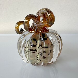 Gold Brown Spot Glass Pumpkin, Solid Paperweight 3 Decorative Autumn Squash Sculpture Table Mantel Thanksgiving Decor, Avalon Glassworks image 5