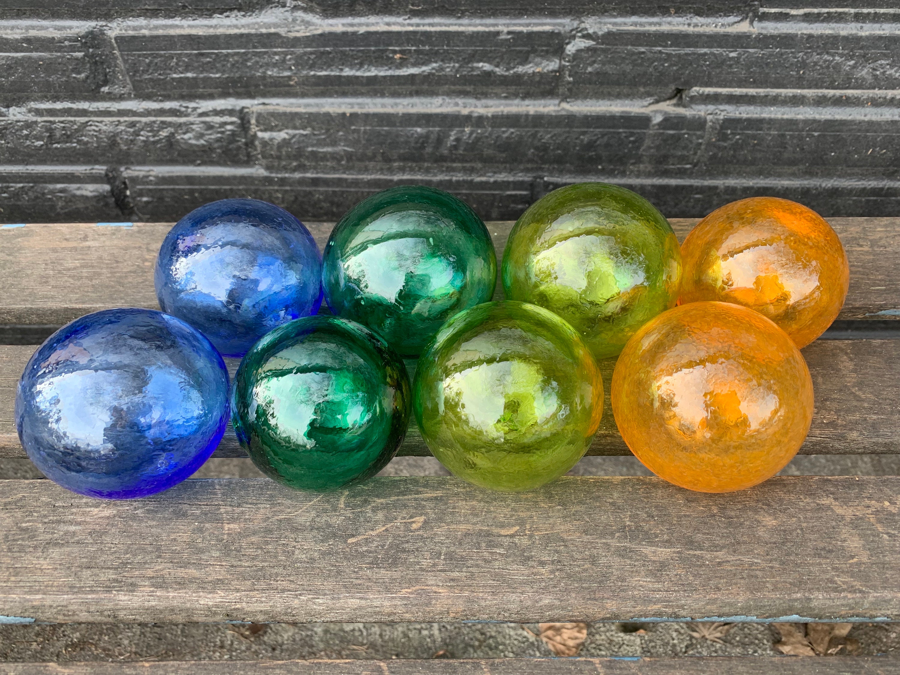 Colorful Beach Glass Floats, Set of 8 Hand Blown Balls 2.5 Blue Green  Orange Interior Design Spheres Garden Pond Art Orb, Avalon Glassworks -   Portugal