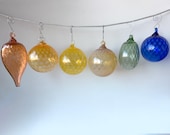 Secret Sale - Set of 6 Blown Glass Ornaments: Diamond Facet 3" Decorations - Avalon Glassworks