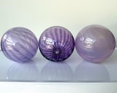 Purple & Lavender Blown Glass Floats: Set of 3 Decor Balls, 4.25" Orbs - Avalon Glassworks