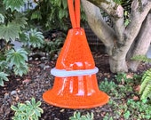 Construction Cone Ornament, Special Edition 2019 Hand Blown Glass Signed Numbered 2" Traffic Pylon Decoration, Sits Hangs, Avalon Glassworks