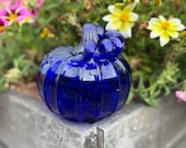 Cobalt Blue Blown Glass Pumpkin: 4" Decoration -  Avalon Glassworks