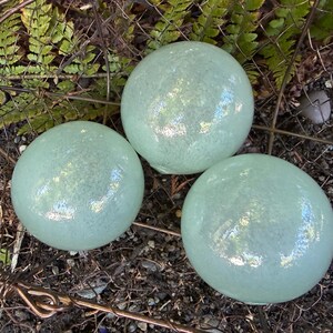 Sea Foam Green Glass Floats: Set of 3 Decor Balls, 2.75" Orbs - Avalon Glassworks