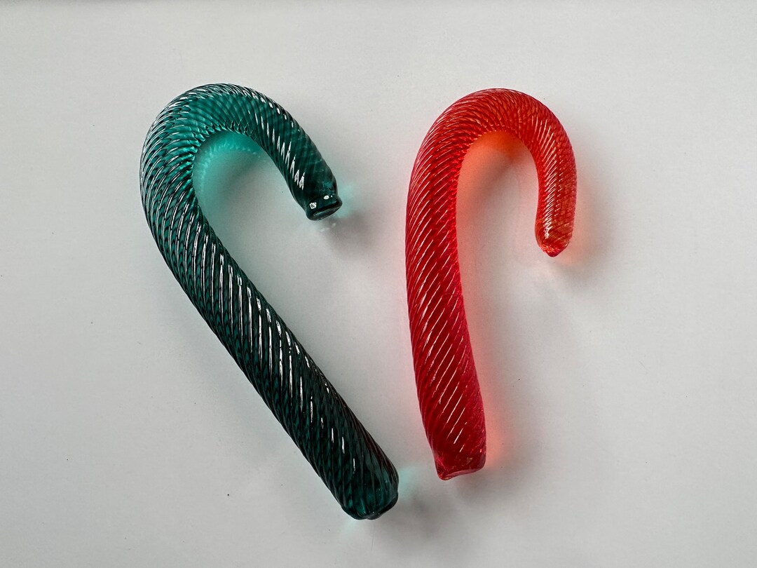 Glass Candy Canes Set of 2 Sculpted Ornaments 4.5 Red Etsy