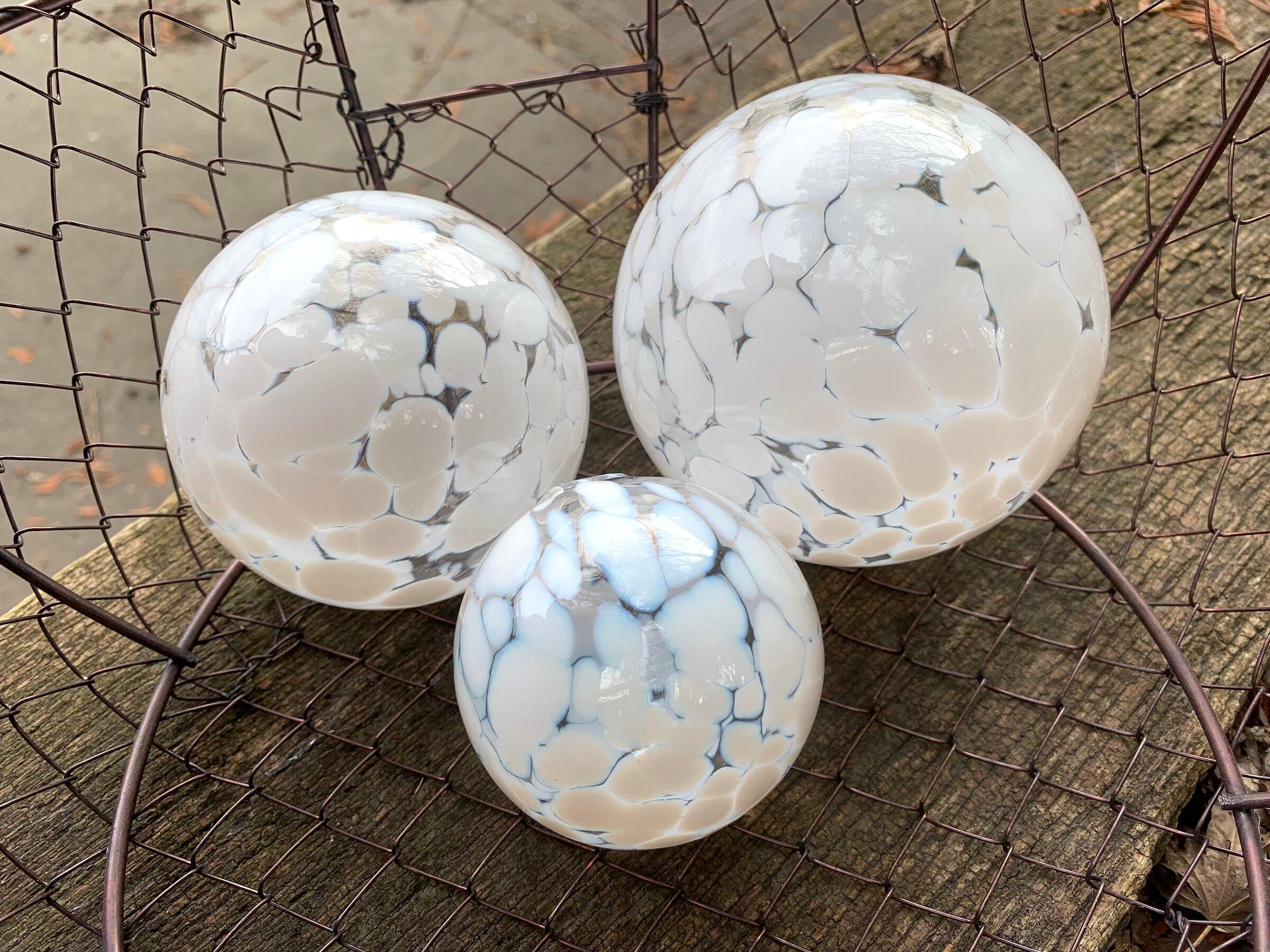 White and Clear Floats Airy Set of Three Spotted Etsy