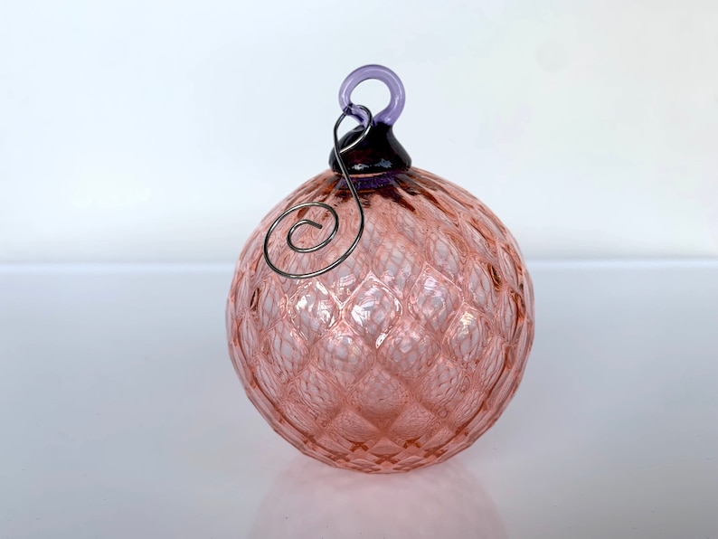 Champagne Facet Ornament Round 3 Hand Blown Glass image 1