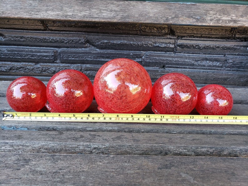 Bright Red Glass Balls Set of Five 2.54.5 Hand Etsy