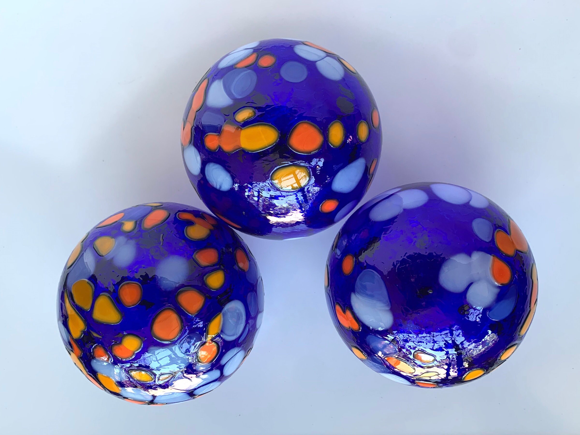 Flotadores de punto azul y naranja conjunto de tres bolas | Etsy