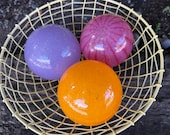 Pink Orange Purple Floats: Set of 3 Glass Decor Balls, 4.25" Orbs - Avalon Glassworks